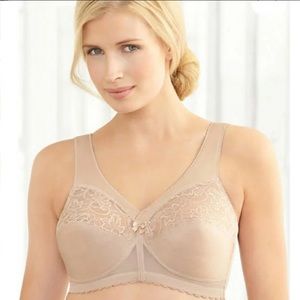 Glamorise Plus Size Size 56D Tan‎ Lace Magic Lift Bra